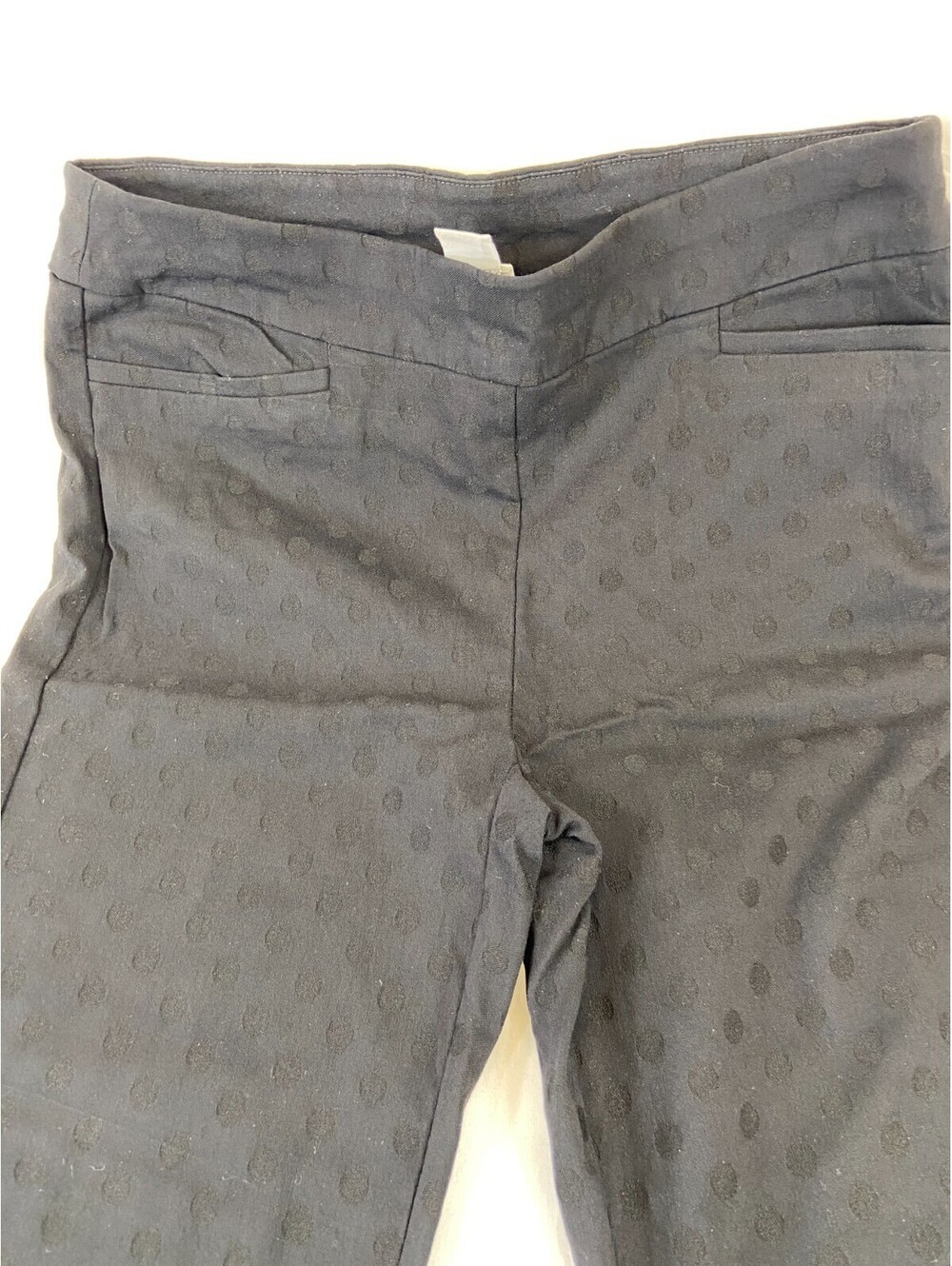 Womens Chicos 1R Black Polka Dot Pants Size 8 Medium Business Casual Stretch
